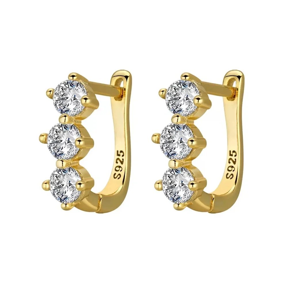 Three-Stone Stud Earrings